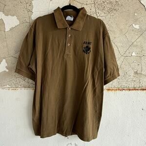 Army‎ Polo Shirt Embroidered Logo Olive Drab Military Surplus Streetwear Mens XL